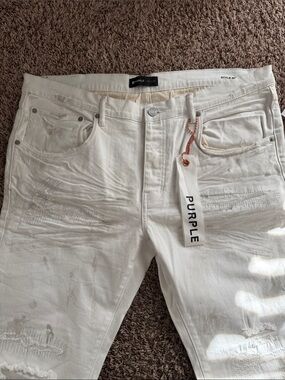 PURPLE Men’s Straight Jeans - White